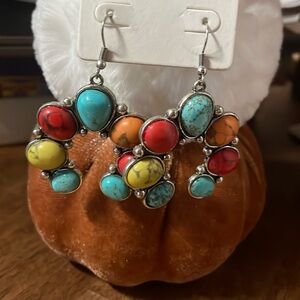 Fashion Dangle Earrings Western Navajo Concho Style